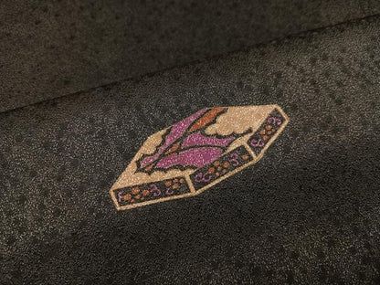 平和屋着物●訪問着　貝桶露芝文　黒地　正絹　逸品　AABD9849ph