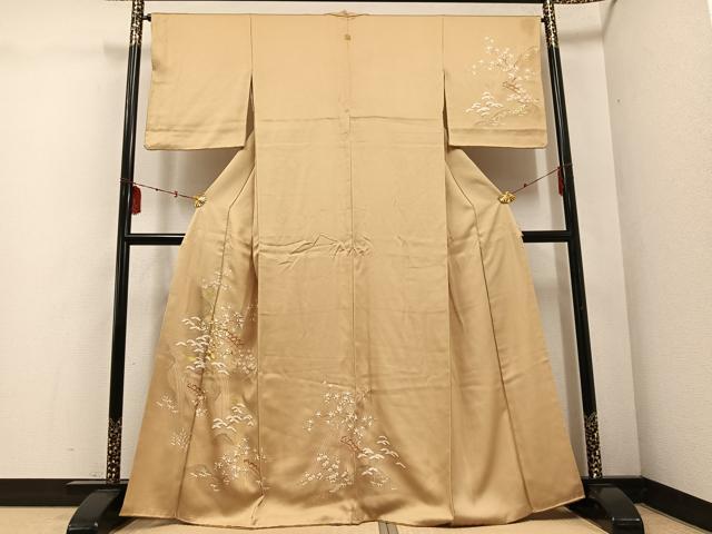 平和屋着物●訪問着　駒刺繍　松竹梅草花文　金銀彩　正絹　逸品　AABD9850ph