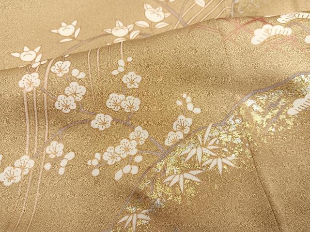 平和屋着物●訪問着　駒刺繍　松竹梅草花文　金銀彩　正絹　逸品　AABD9850ph