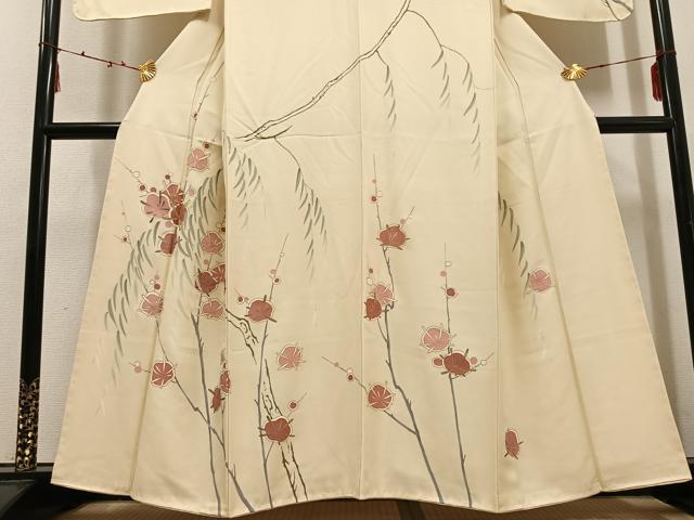 平和屋着物●訪問着　駒刺繍　梅笹　金彩　正絹　逸品　未使用　AABD9857ph