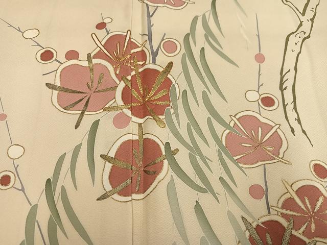 平和屋着物●訪問着　駒刺繍　梅笹　金彩　正絹　逸品　未使用　AABD9857ph