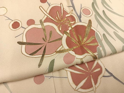 平和屋着物●訪問着　駒刺繍　梅笹　金彩　正絹　逸品　未使用　AABD9857ph