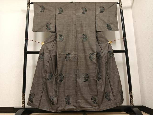 平和屋着物●本場大島紬 カタス7マルキ 雪輪花唐草文 正絹 逸品 AABD9859ph