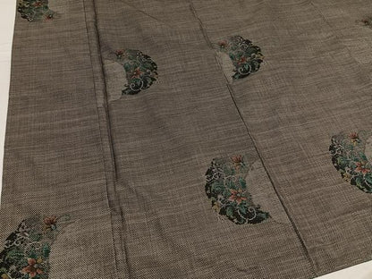 平和屋着物●本場大島紬 カタス7マルキ 雪輪花唐草文 正絹 逸品 AABD9859ph