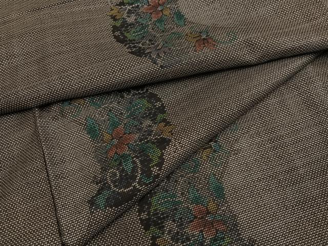 平和屋着物●本場大島紬 カタス7マルキ 雪輪花唐草文 正絹 逸品 AABD9859ph