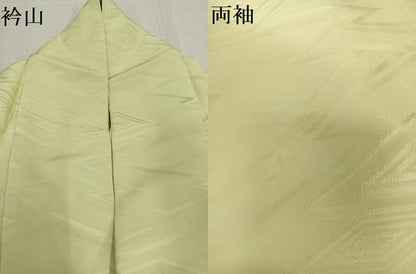 平和屋着物●上質な色無地 菱地紋 若菜色 正絹 逸品 AABD9860ph