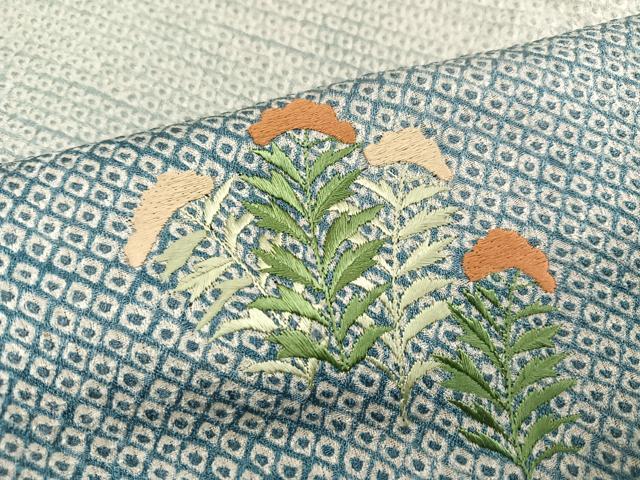 平和屋着物○訪問着 絞り 刺繍 草花文 暈し染め 正絹 逸品 AABD9868ph