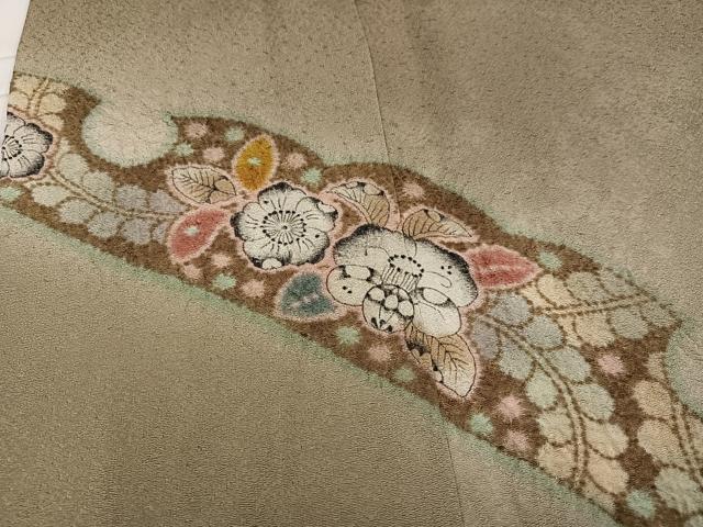 平和屋着物●訪問着 辻が花 雪輪文 暈し染め 丹後ちりめん 反端付き 正絹 逸品 AABD9879ph