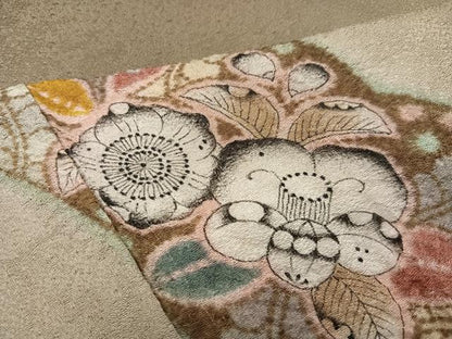 平和屋着物●訪問着 辻が花 雪輪文 暈し染め 丹後ちりめん 反端付き 正絹 逸品 AABD9879ph
