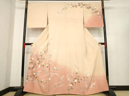 平和屋着物●訪問着　友禅　作家物　枝花文　暈し染め　金彩　正絹　逸品　AABD9881ck