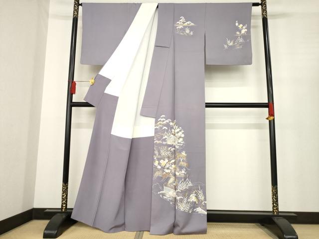 平和屋着物●訪問着 友禅 駒刺繍 風景文 金彩 正絹 逸品 AABD9896ck