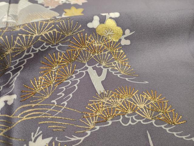 平和屋着物●訪問着 友禅 駒刺繍 風景文 金彩 正絹 逸品 AABD9896ck