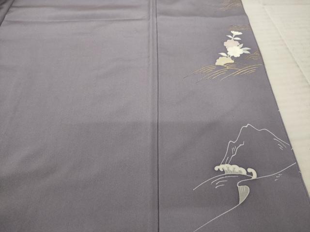 平和屋着物●訪問着 友禅 駒刺繍 風景文 金彩 正絹 逸品 AABD9896ck