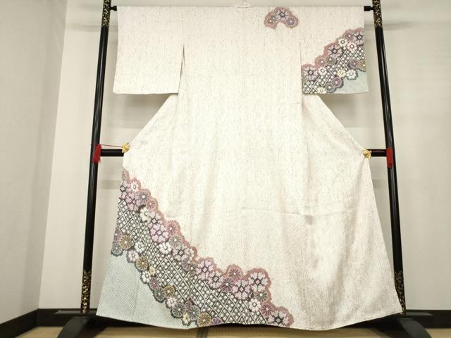 平和屋着物●名門　藤娘きぬたや・総絞り　訪問着　花尽くし　正絹　逸品　AABD9898ck