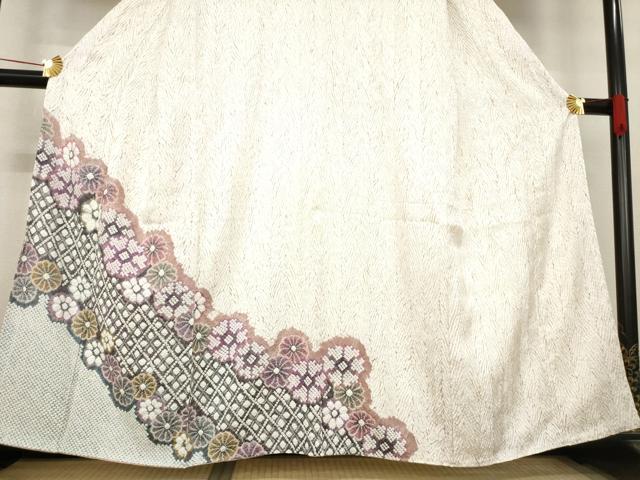 平和屋着物●名門　藤娘きぬたや・総絞り　訪問着　花尽くし　正絹　逸品　AABD9898ck