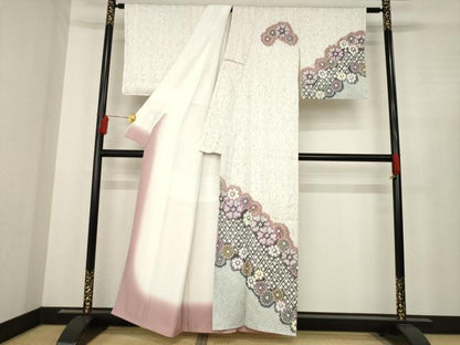 平和屋着物●名門　藤娘きぬたや・総絞り　訪問着　花尽くし　正絹　逸品　AABD9898ck