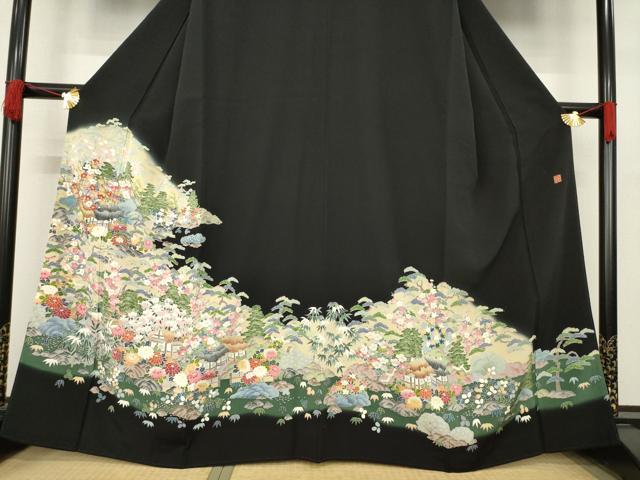 平和屋着物○本加賀友禅作家 久恒俊治 黒留袖 風景文 正絹 逸品