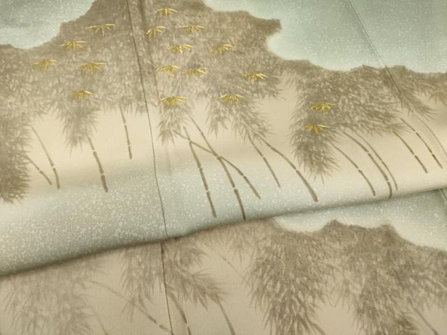 平和屋着物●訪問着 刺繍 笹竹文 金糸 正絹 逸品 AABD9909ck