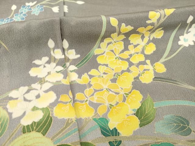 平和屋着物▽訪問着 単衣 友禅 草花文 暈し染め 正絹 逸品 AABD9929ck