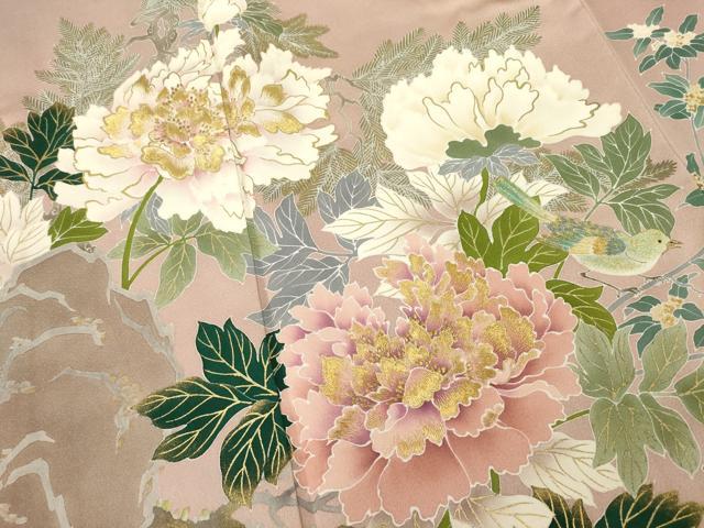 平和屋着物●創業460年・千總　色留袖　刺繍　花鳥文　金糸　金彩　正絹　逸品　AABD9932ck