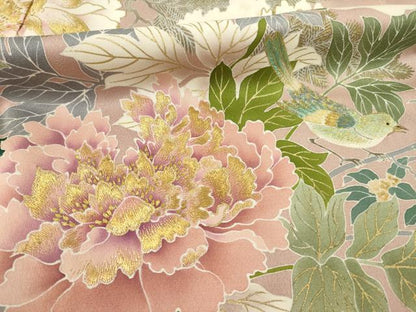平和屋着物●創業460年・千總　色留袖　刺繍　花鳥文　金糸　金彩　正絹　逸品　AABD9932ck