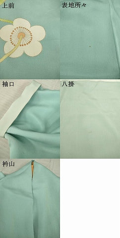 平和屋着物●銀座　志ま亀　訪問着　花繋ぎ　水浅葱色地　金彩　たとう紙付き　正絹　逸品　AABD9933ck