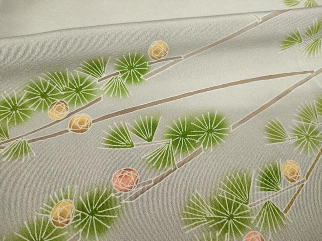 平和屋着物▽本加賀友禅作家 茶谷孝志 訪問着 単衣 枝花文 正絹 逸品 AABD9934ck