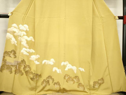 平和屋着物●訪問着　友禅　風景松文　正絹　逸品　AABD9945ck