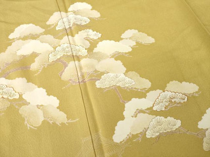 平和屋着物●訪問着　友禅　風景松文　正絹　逸品　AABD9945ck