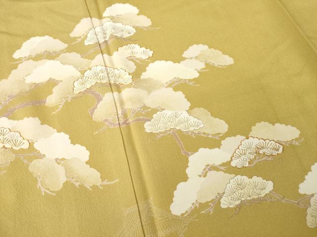 平和屋着物●訪問着　友禅　風景松文　正絹　逸品　AABD9945ck