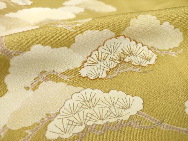 平和屋着物●訪問着　友禅　風景松文　正絹　逸品　AABD9945ck
