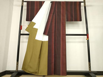平和屋着物●上質な紬　間道　正絹　逸品　AABD9948ck