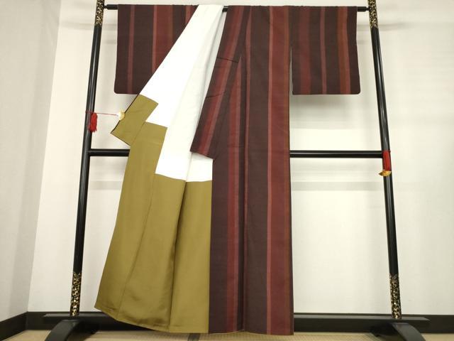 平和屋着物●上質な紬　間道　正絹　逸品　AABD9948ck