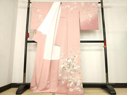 平和屋着物●訪問着　草花文　暈し染め　金彩　正絹　逸品　AABH7030ck