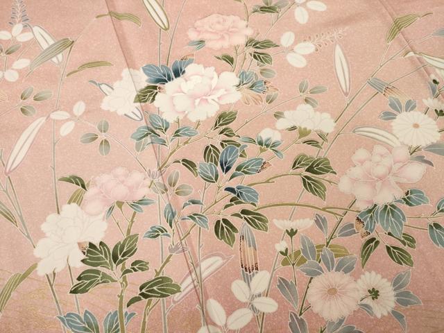 平和屋着物●訪問着　草花文　暈し染め　金彩　正絹　逸品　AABH7030ck