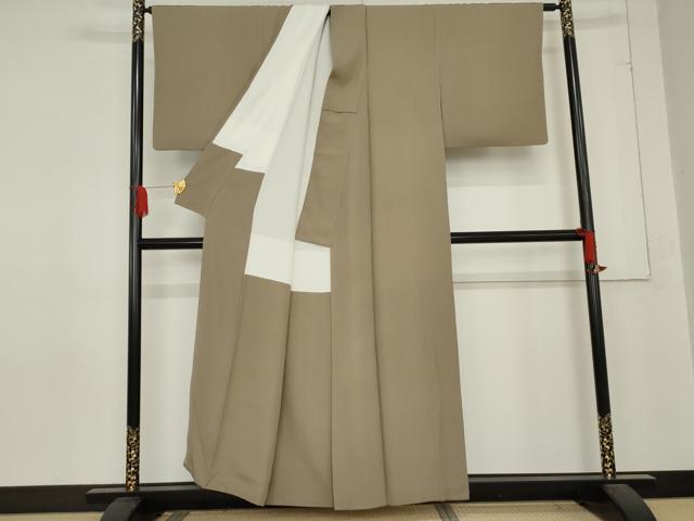 平和屋着物●江戸小紋 万筋 茶鼠色×江戸鼠色 正絹 逸品 AABD9987cs