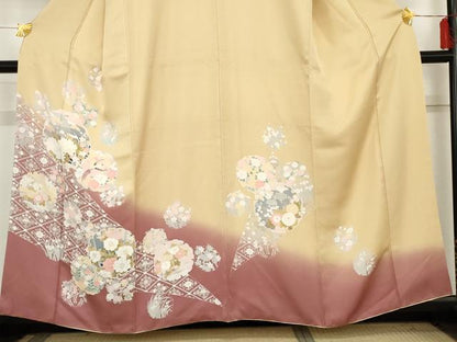 平和屋着物●訪問着　雪輪鳳凰花文　暈し染め　正絹　逸品　AABE0010cs