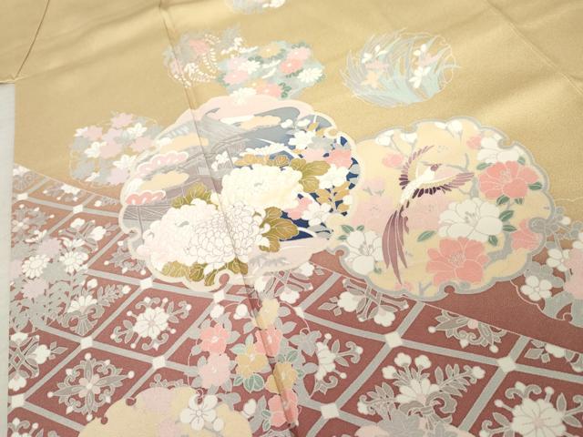 平和屋着物●訪問着　雪輪鳳凰花文　暈し染め　正絹　逸品　AABE0010cs