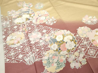 平和屋着物●訪問着　雪輪鳳凰花文　暈し染め　正絹　逸品　AABE0010cs