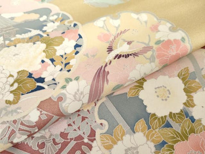 平和屋着物●訪問着　雪輪鳳凰花文　暈し染め　正絹　逸品　AABE0010cs