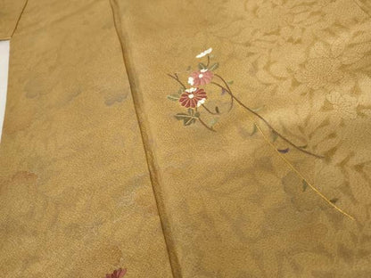 平和屋着物●訪問着　刺繍　辻が花　花蔦の葉文　暈し染め　金糸　正絹　逸品　AABE0012cs