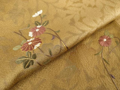 平和屋着物●訪問着　刺繍　辻が花　花蔦の葉文　暈し染め　金糸　正絹　逸品　AABE0012cs