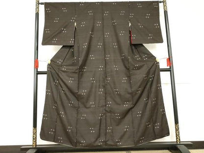 平和屋着物●上質な紬　十字　正絹　逸品　AABE0023cs