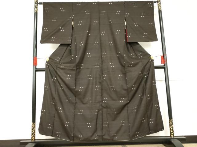 平和屋着物●上質な紬　十字　正絹　逸品　AABE0023cs