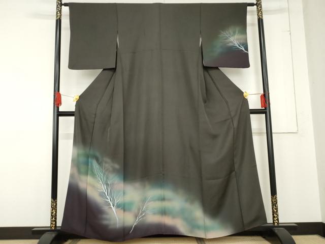 平和屋着物●訪問着 手描き 枝木文 暈し染め 正絹 逸品 AABE0028cs