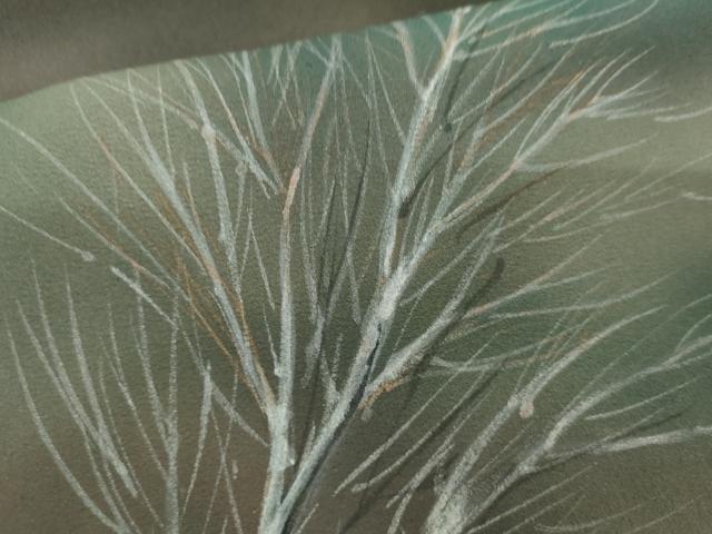 平和屋着物●訪問着 手描き 枝木文 暈し染め 正絹 逸品 AABE0028cs