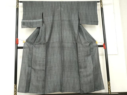 平和屋着物＊夏物 石川県指定無形文化財 能登上布 本麻手織上布 紬 菱文 谷三商店 反端付き 逸品 AABE0037cs