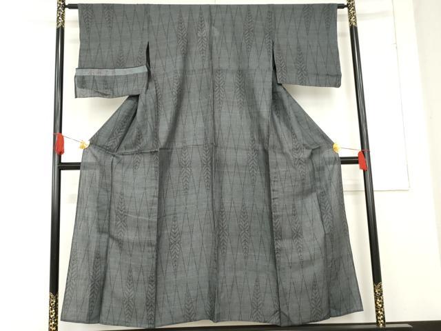 平和屋着物＊夏物 石川県指定無形文化財 能登上布 本麻手織上布 紬 菱文 谷三商店 反端付き 逸品 AABE0037cs