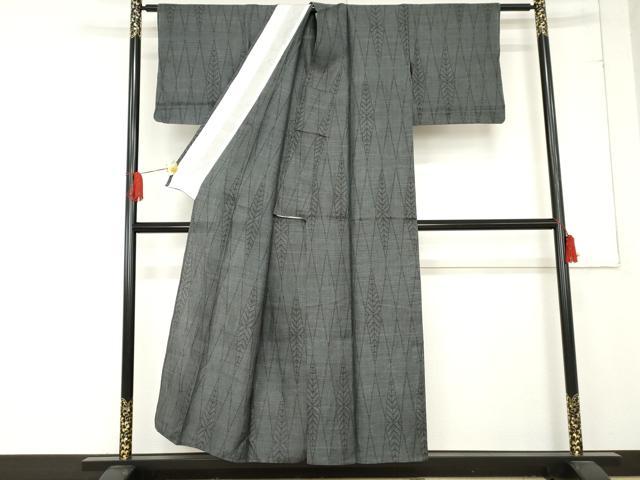 平和屋着物＊夏物 石川県指定無形文化財 能登上布 本麻手織上布 紬 菱文 谷三商店 反端付き 逸品 AABE0037cs