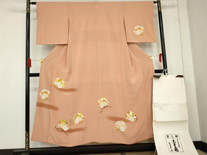 平和屋着物●銀座　志ま亀　訪問着　花車文　金彩　たとう紙付き　正絹　逸品　AABE0039cs